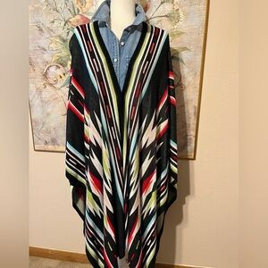 OS Rancho Estancia Southwestern Aztec Knit Poncho